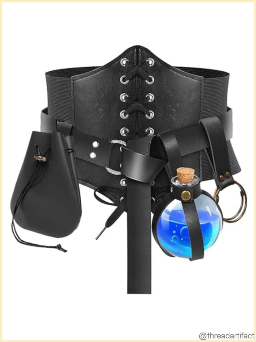 5PC Renaissance Corset Belt Pouch Potion Bottle Cosplay Costume Accessories